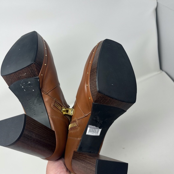 NWOT allsaints Thea Platform Zip Booties Boots Brown Studs Size 8 - Picture 7 of 7